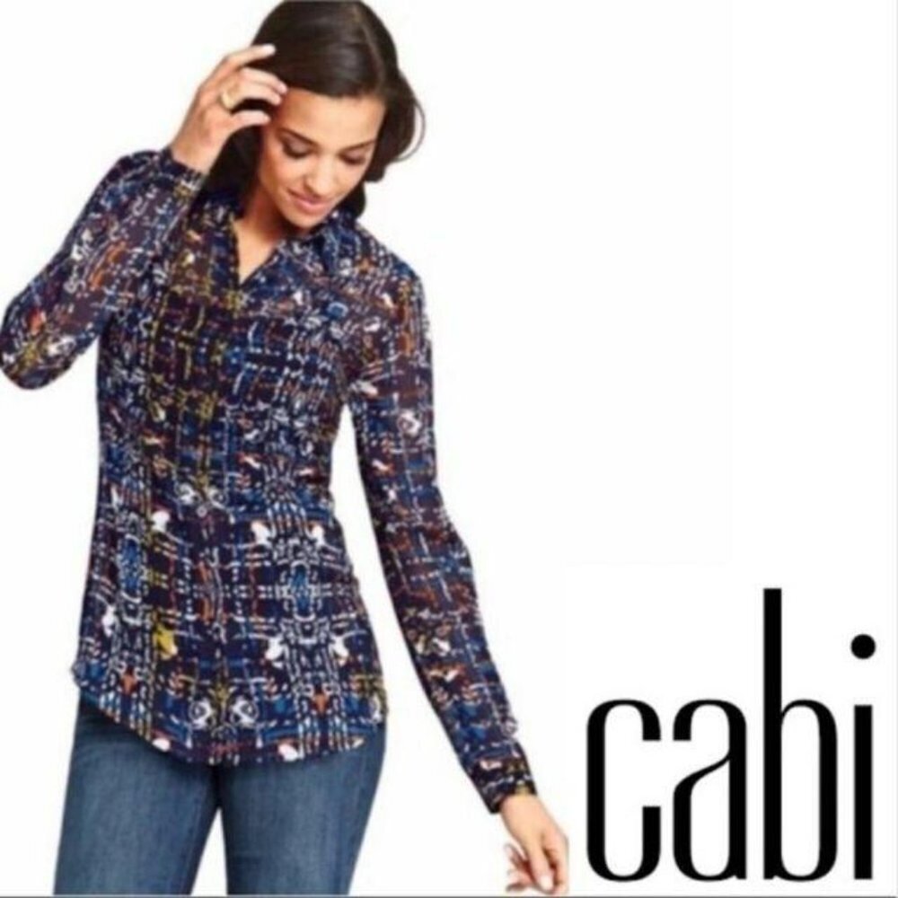 CAbi SZ S Festival Shirt button up sheer womens lo